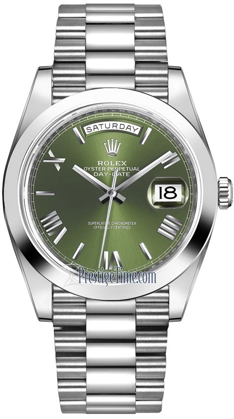 rolex platinum baguette olive|Rolex day date watch platinum.